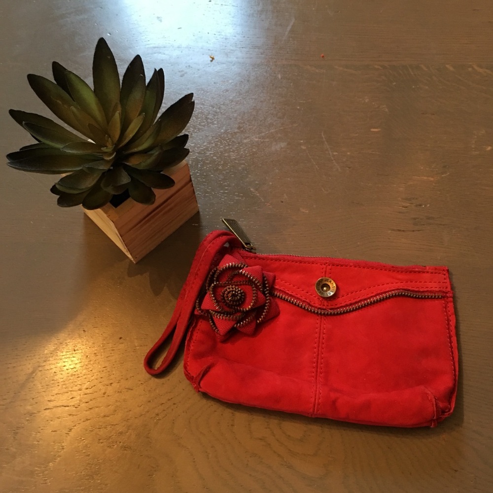 The Gap - Red Leather Rosette Wristlet